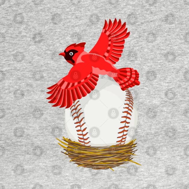 Play Ball! Cardinal Baseball Egg in Nest by BullShirtCo